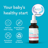 Organika Baby Probiotic Drops with Vitamin D- Soothe Colic, Reduce Fussing, Aid in Growth and Development- White, 7.5 ml (Pack of 1)