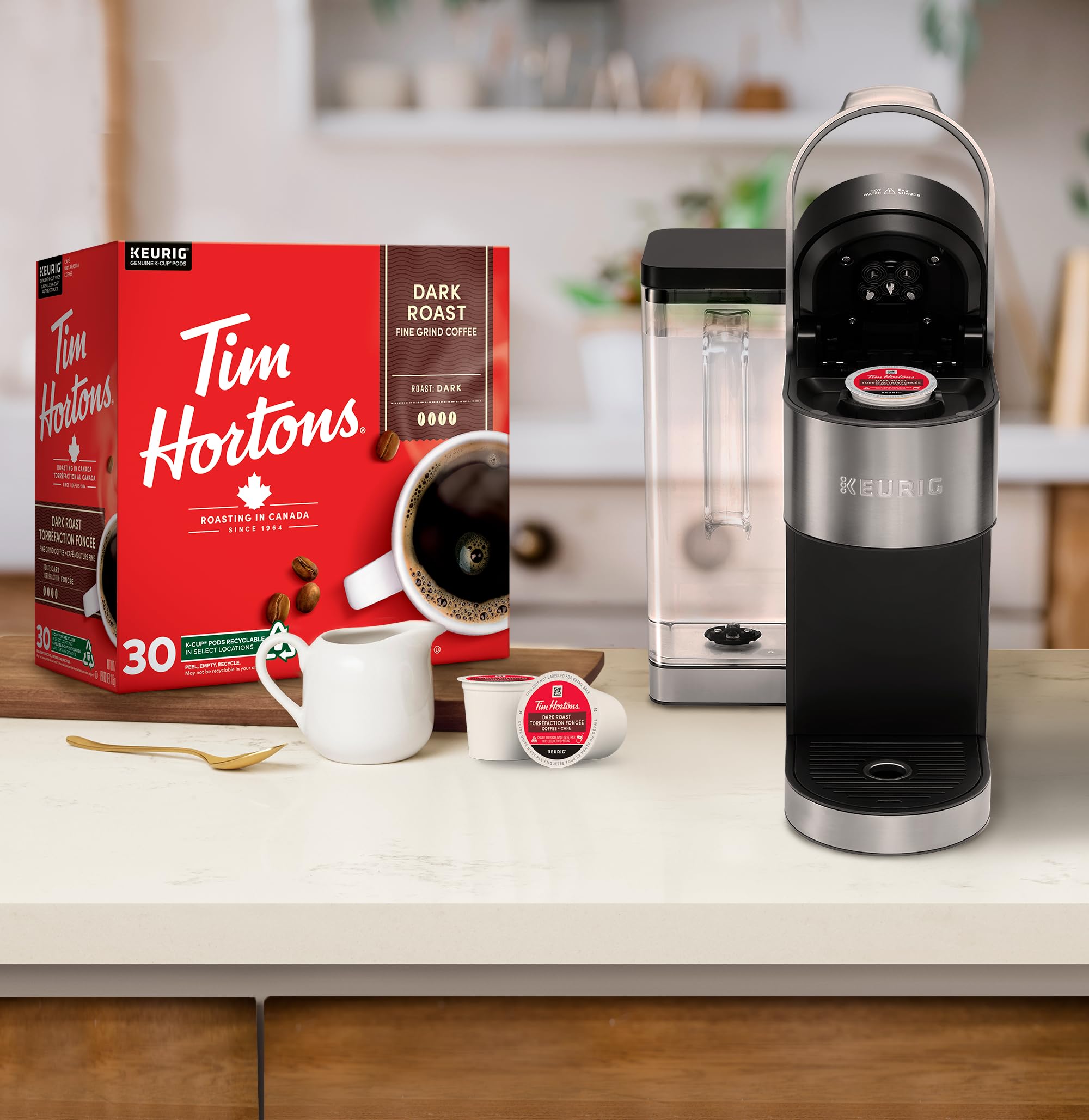 Tim Hortons Dark Roast Coffee, Single Serve Keurig K-Cup Pods, 30 Count (Pack of 2)