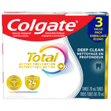 Colgate Total Active Prevention Plus Deep Clean Toothpaste, Anticavity Fluoride Toothpaste, Helps Clean Hard-to-Reach Areas and Freshens Breath, Mint, 3 Pack, 70 mL