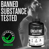 Jacked Factory Creatine Monohydrate Capsules - Canadian-Owned Supplement for Muscle Growth, Increased Strength, Enhanced Energy Output, and Improved Athletic Performance - 150 Pills