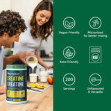 Organika Canadian-Made Creatine Powder - Pure Micronized Creatine Monohydrate - NSF Certified - Supports Strength, Muscle, Recovery and Performance for Men and Women - Unflavoured - 1KG, 200 servings