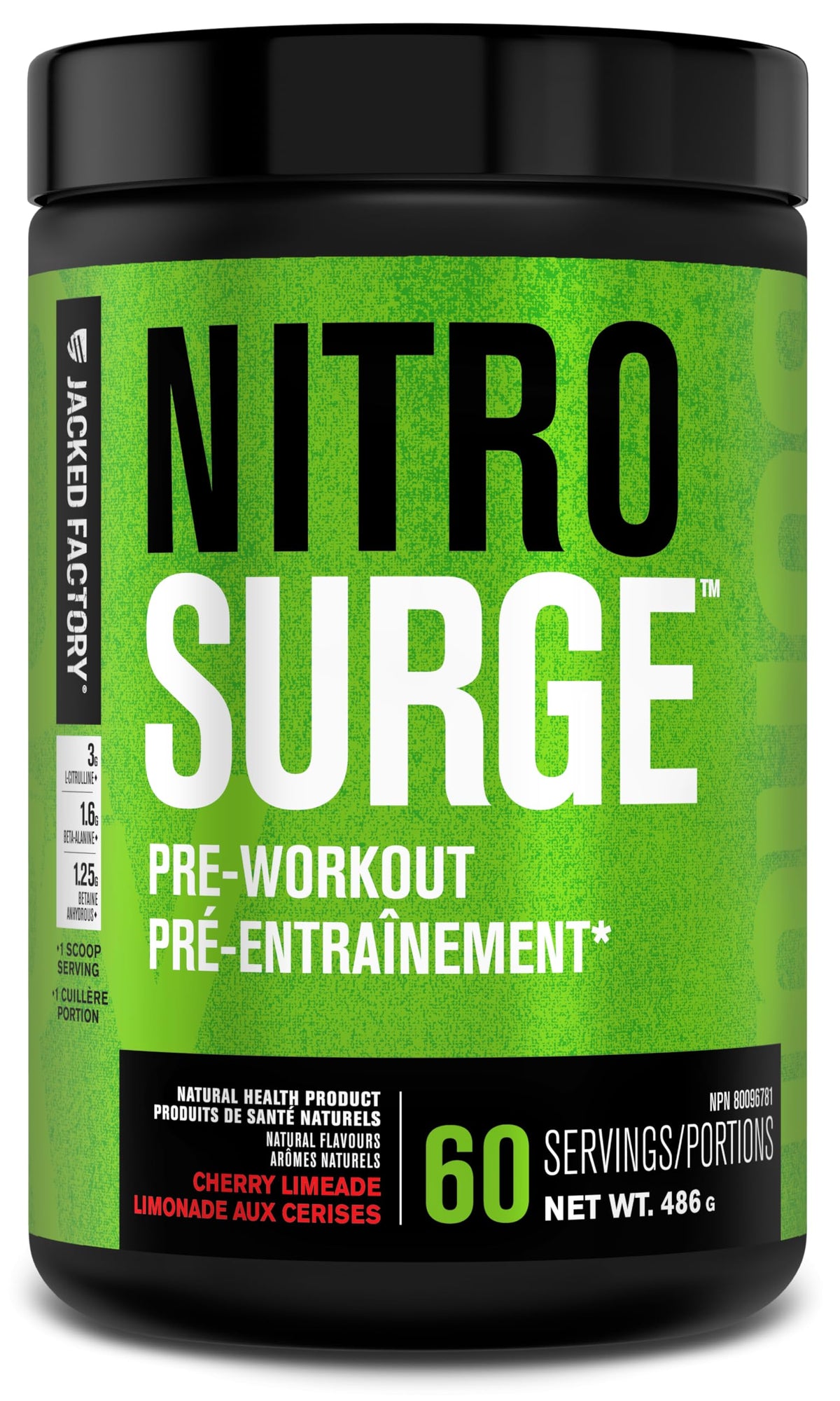 NITROSURGE Pre Workout Supplement - Endless Energy, Instant Strength Gains, Clear Focus, Intense Pumps - Nitric Oxide Booster & Preworkout Powder with Beta Alanine - 60 Servings, Cherry Limeade