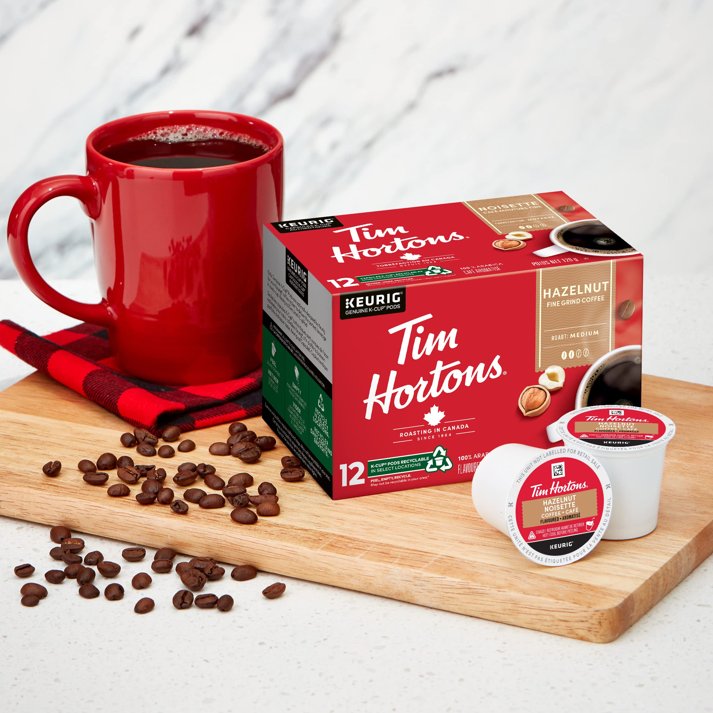 Tim Hortons Hazelnut Flavoured Coffee, Single Serve Keurig K-Cup Pods, Medium Roast, 72 Count