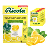 Ricola No Sugar Added Lemon Mint Herbal Cough Drops with Lemon Balm and Low Menthol for Everyday Throat and Voice Care - 180 Count - Throat Lozenges with No Sugar Added