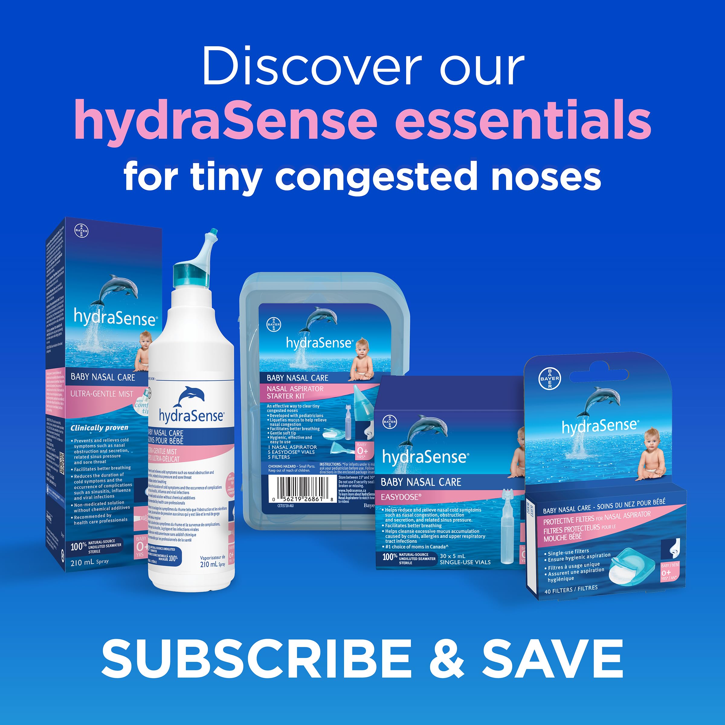 HydraSense Ultra-Gentle Mist Nasal Spray, Baby Nasal Care, 100% Natural Sourced Seawater, Preservative-Free, 100 mL