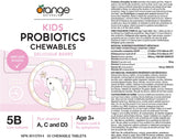 Orange Naturals Kids Probiotics 30 Chewable Tablets 30-Day Supply - Tasty Berry Flavor, 5 Billion Live Cultures with Vitamins A, C & D3, Daily Support for Growing Children, Balanced Digestion, Ages 3+