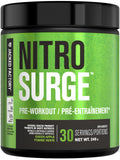 NITROSURGE Pre Workout Supplement - Endless Energy, Instant Strength Gains, Clear Focus, Intense Pumps - Nitric Oxide Booster & Preworkout Powder with Beta Alanine - 30 Servings, Green Apple