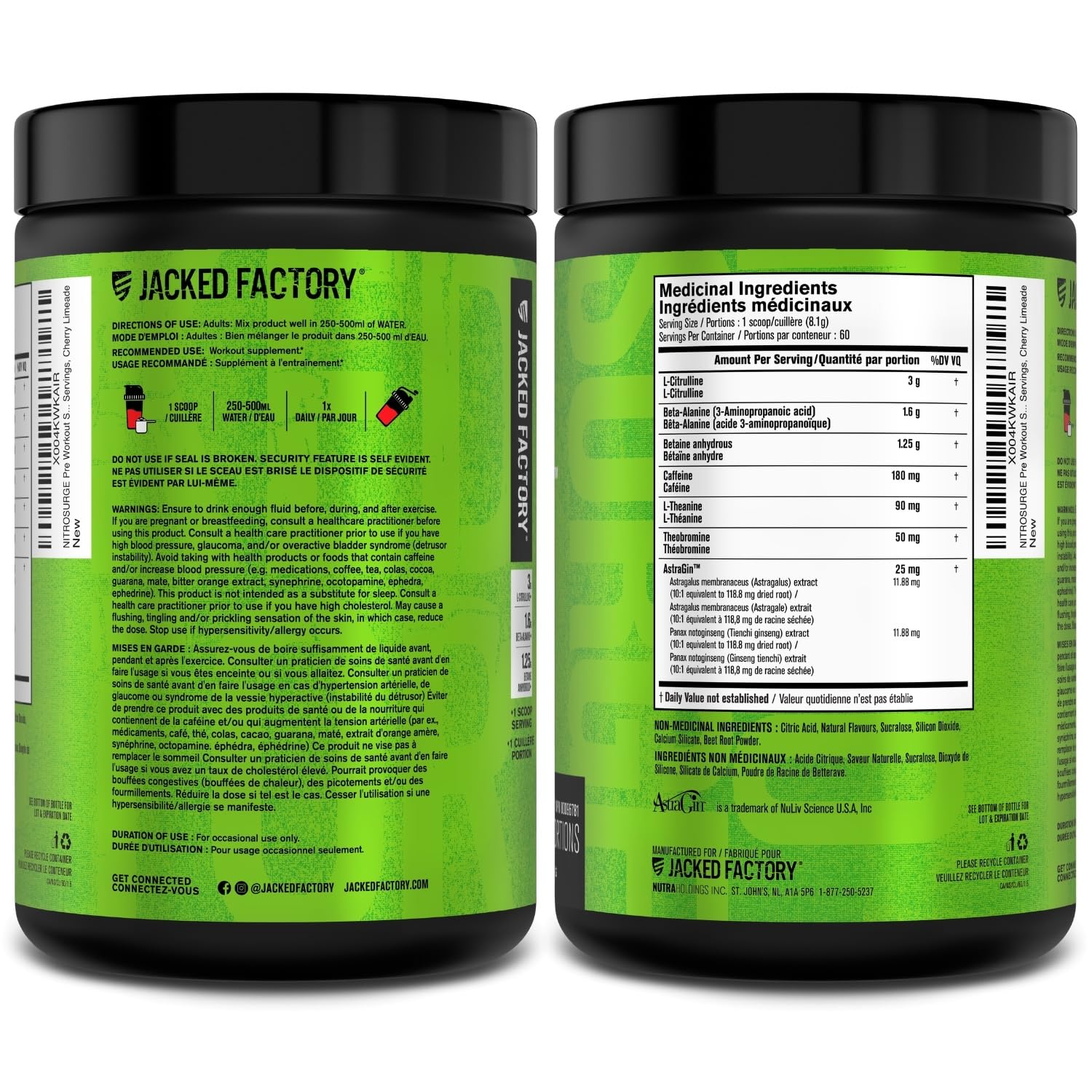 NITROSURGE Pre Workout Supplement - Endless Energy, Instant Strength Gains, Clear Focus, Intense Pumps - Nitric Oxide Booster & Preworkout Powder with Beta Alanine - 60 Servings, Cherry Limeade