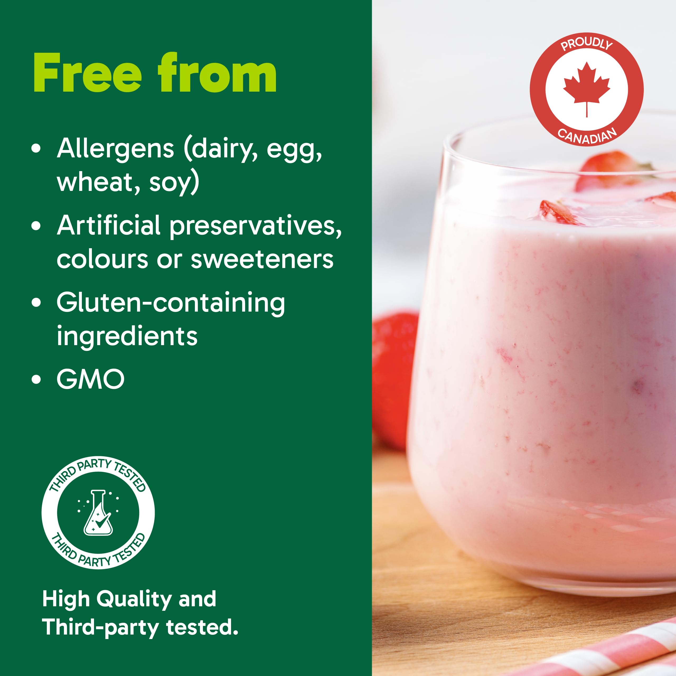 Organika All-in-One Plant Protein Powder – Strawberry – 22g Protein, 15 Vitamins & Minerals, 5 Billion CFU Probiotics, 1g Prebiotic Fibre, 0g Sugar – Complete Nutrient Source, Easy to Digest – 640g
