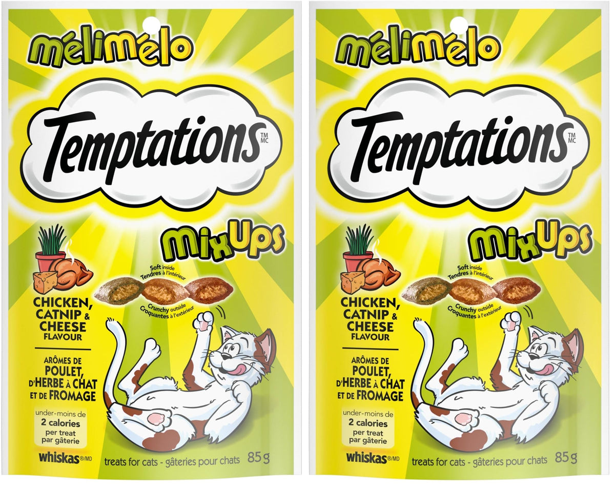 TEMPTATIONS Mix-Ups Cat Treats, Chicken & Catnip & Cheddar, 85g Pouch (24 Pack)