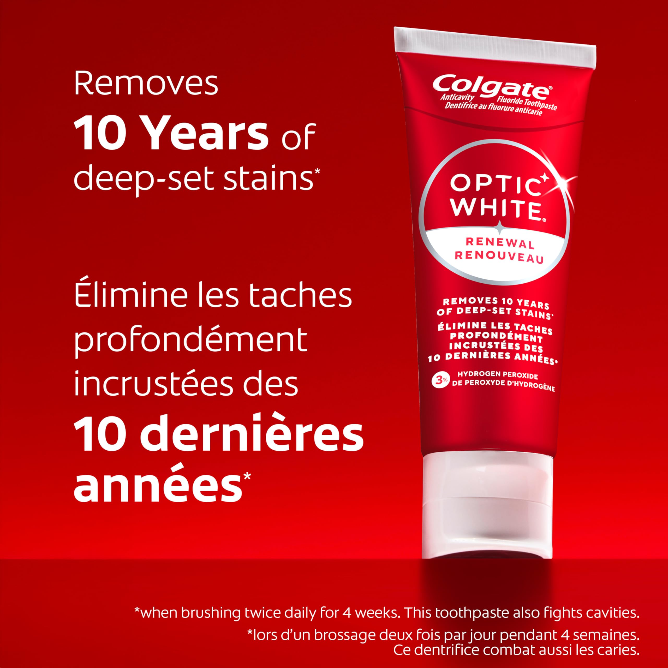 Colgate Optic White High Impact Whitening Toothpaste – Minty Fresh Taste – Enamel Safe Fluoride for Cavity Protection with Hydrogen Peroxide, 70 mL