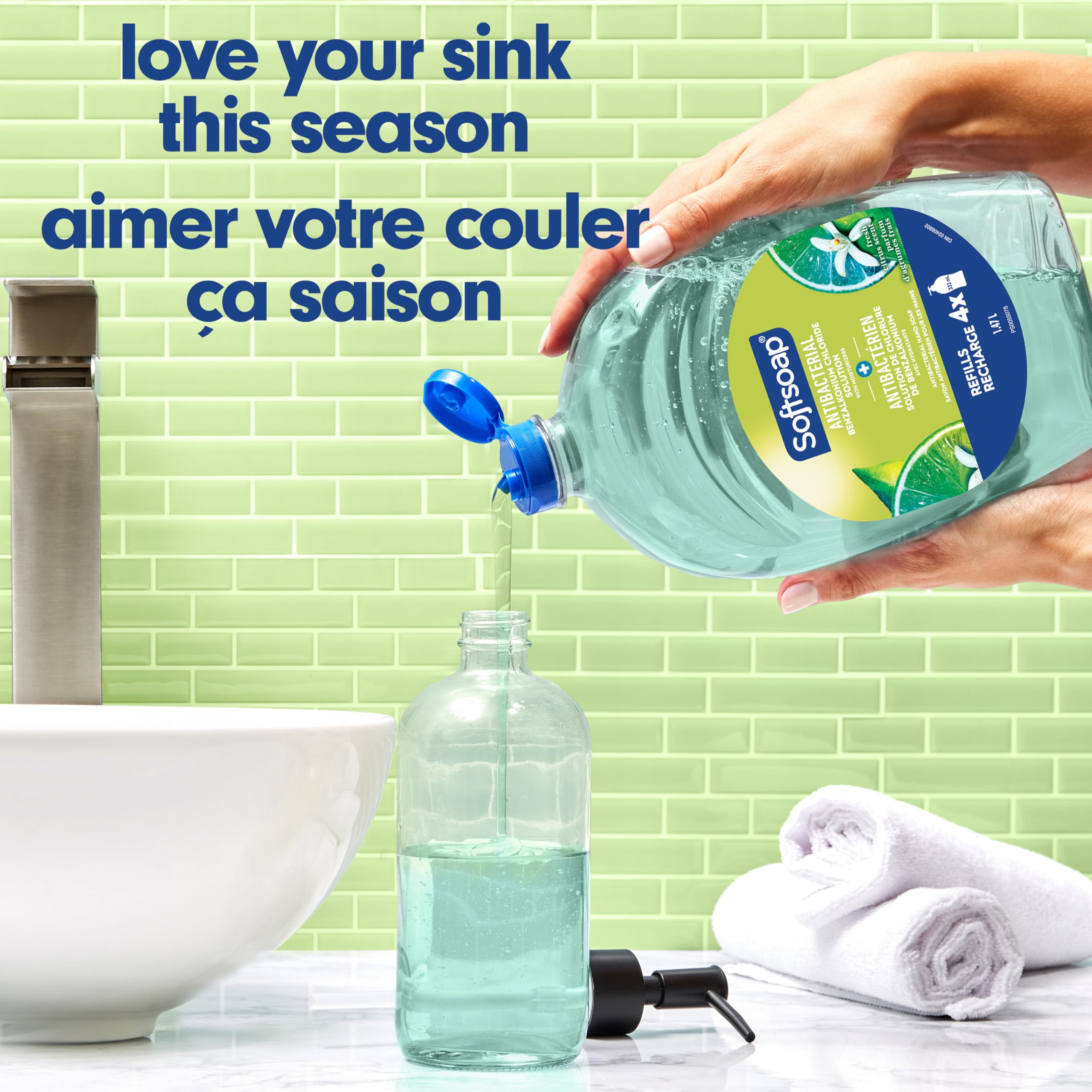 Softsoap Antibacterial Liquid Hand Soap with New Easy Pour Spout, Kitchen and Bathroom Hand Soap, Fresh Citrus Scent, 1.47 L Refill