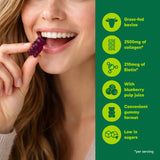 Organika Collagen Gummies with Biotin – 2500 mg Collagen Per Serving for Skin, Hair and Joint Health – Blueberry Bliss Flavour, Easy to Take – 90 Gummies