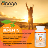 Orange Naturals Vitamin C 1000mg 120 V-Caps, 4 Month Supply, Pure Ascorbic Acid Supplement, Vegan, Daily Convenient, Promotes Wellness, Antioxidant Support, Collagen Formation, Healthy Bones & Teeth