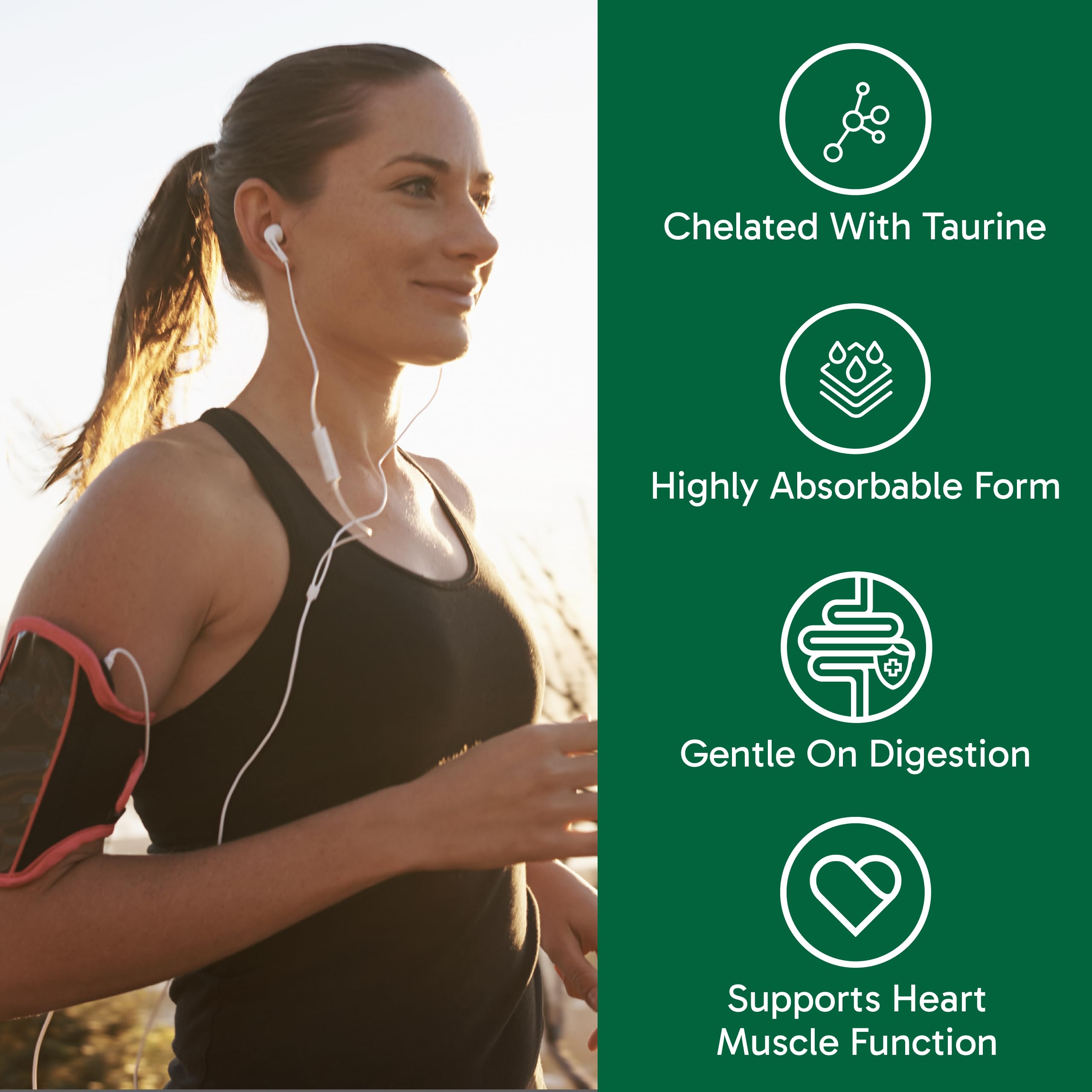 Organika Canadian-Made Magnesium Taurate - Heart & Muscle Function Support | Chelated with Taurine | Gentle on Digestion | Energy & Electrolyte Support | 180 Vegetarian Capsules