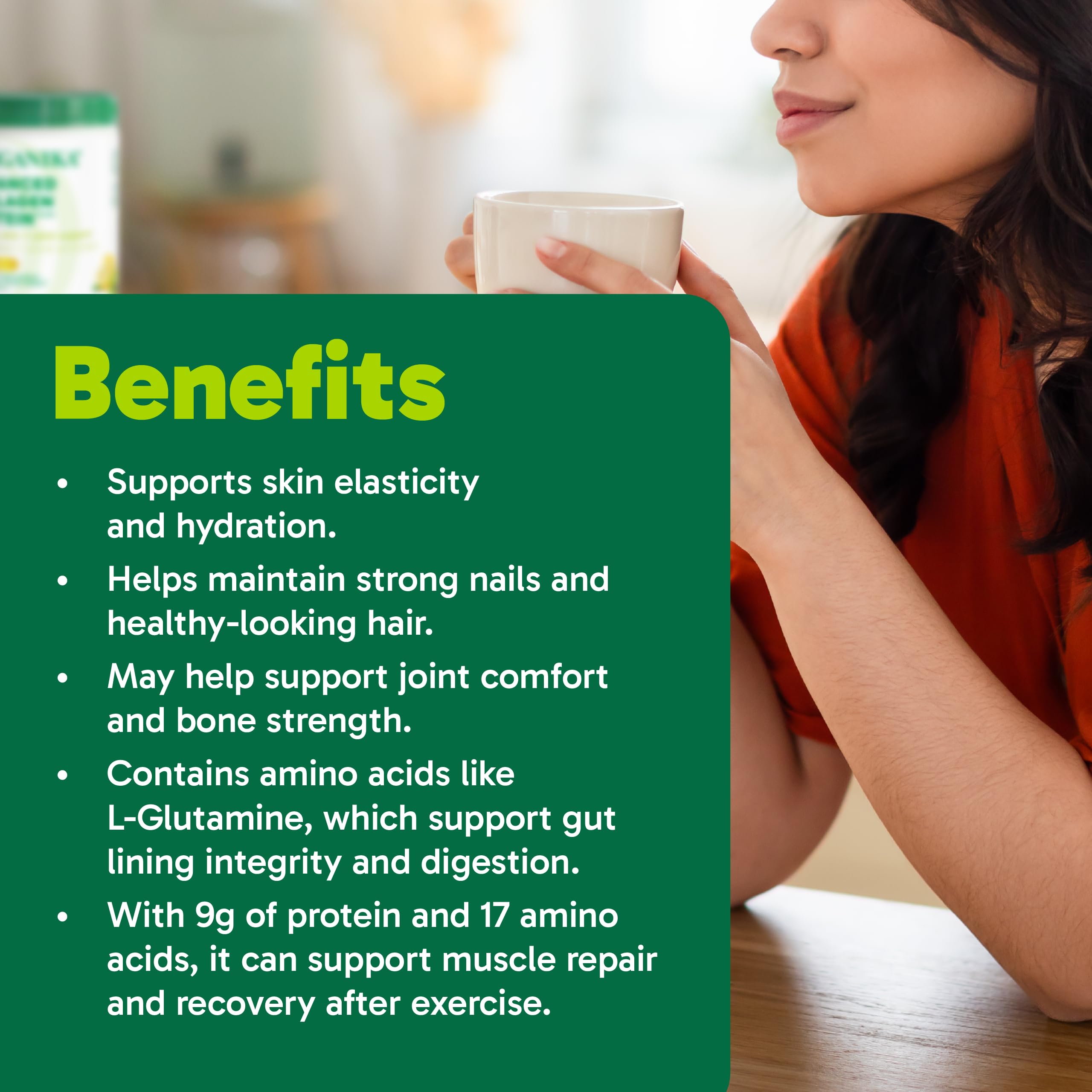 Organika Canadian-Made Enhanced Collagen Protein Powder- Lemon - For Healthy Hair, Skin, Nails, Joints - Hydrolyzed For Better Absorption – Grass-Fed, Non-GMO - 252g