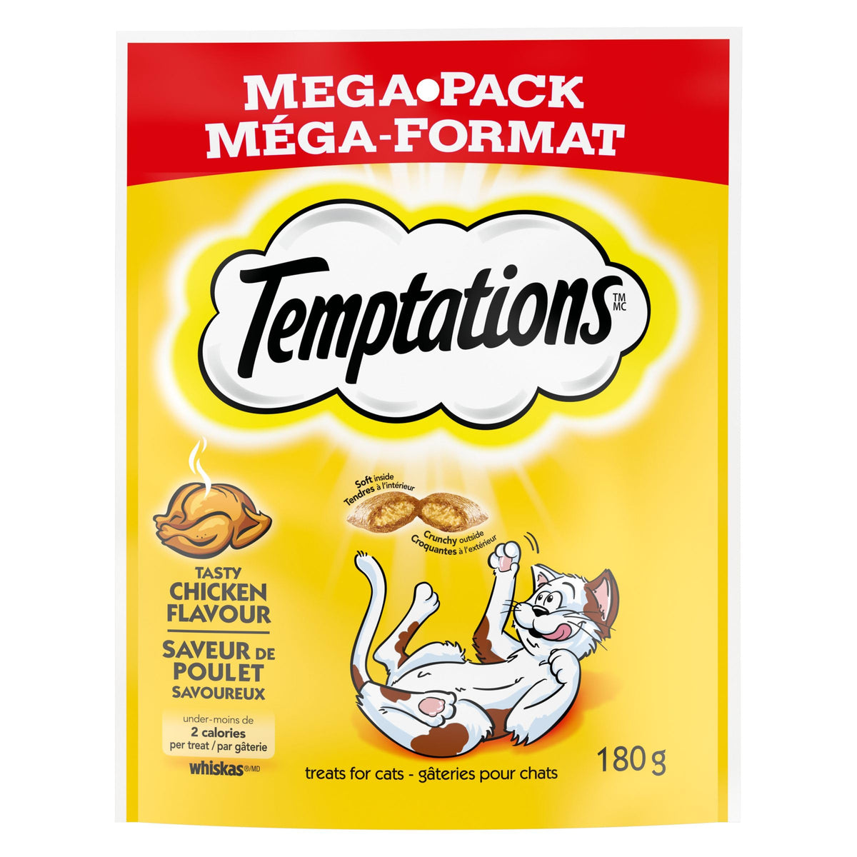 TEMPTATIONS Cat Treats, Tasty Chicken Flavour, 180g (10 Pack)