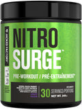 NITROSURGE Pre Workout Supplement - Endless Energy, Instant Strength Gains, Clear Focus, Intense Pumps - Nitric Oxide Booster & Preworkout Powder with Beta Alanine - 30 Servings, Grape