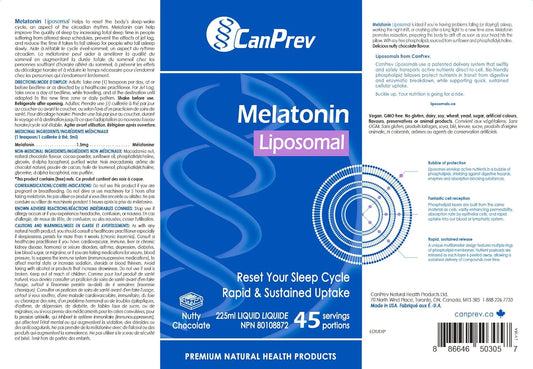 - Melatonin Liposomal, 225Ml Liquid - Helps to Re-Set the Body'S Sleep-Wake Cycle - Helps to Prevent and Reduce the Effects of Jet Lag - Nutty Chocolate Flavour