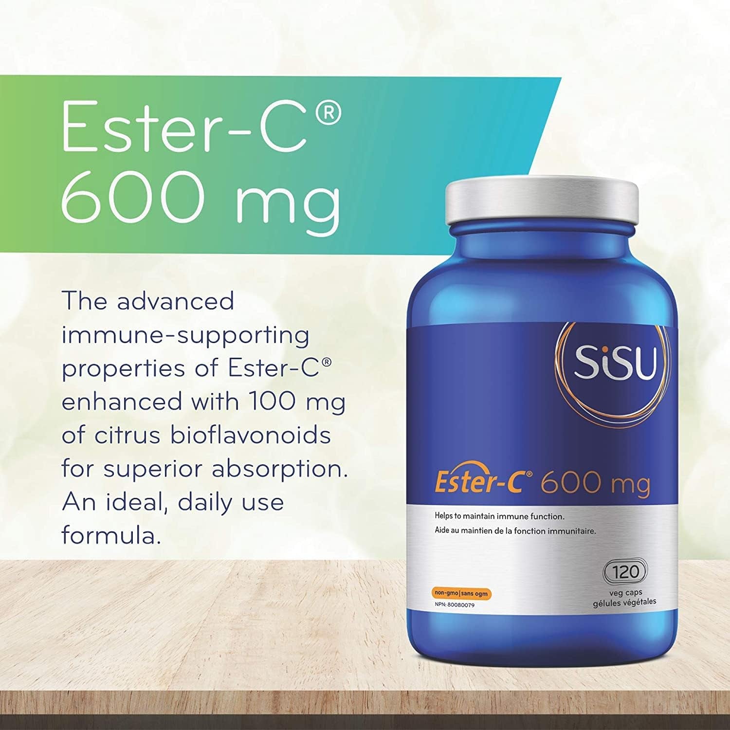 Ester-C 600Mg Capsules, 24-Hour Immune Support Vitamin C, Less Acidic, Better Absored & Rentained than Other Forms of Vitamin C, 120 VC, Vegan, Non-Gmo, Gluten Free, Dairy Free, Soy Free