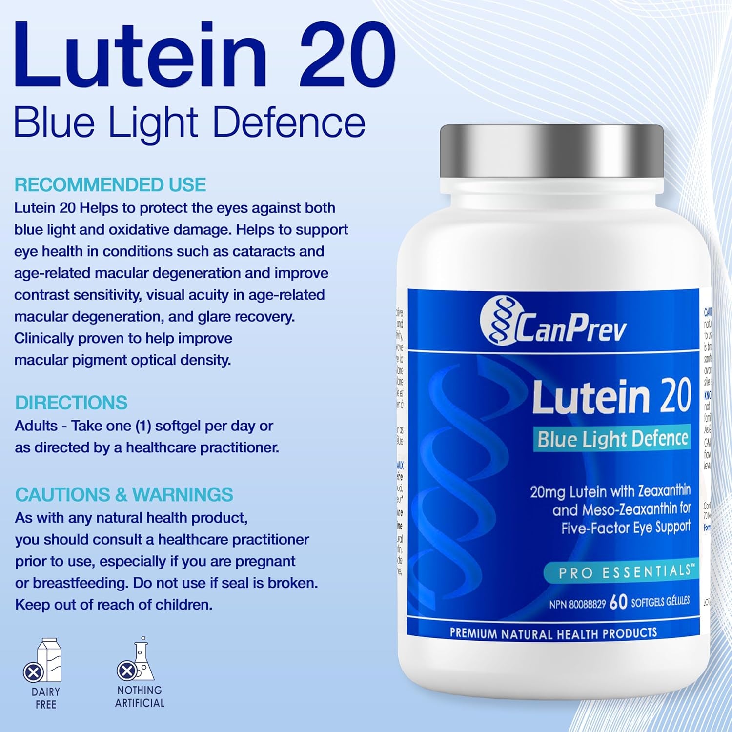 Lutein 20Mg, 60 Softgels - Blue Light Defence for Eyes - Eye Vitamins with Lutein and Zeaxanthin - Eye Care Supplement - Supports Vision - Eye Vitamins for Adults - Eye Supplements