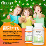 Orange Naturals Kids Magnesium - 120 Chewable Tablets, 120-Day Supply, Orange - Bone & Teeth Support with Chewable Magnesium - Muscle Function & Calm, Restful Sleep Support - Vegan & Non-GMO