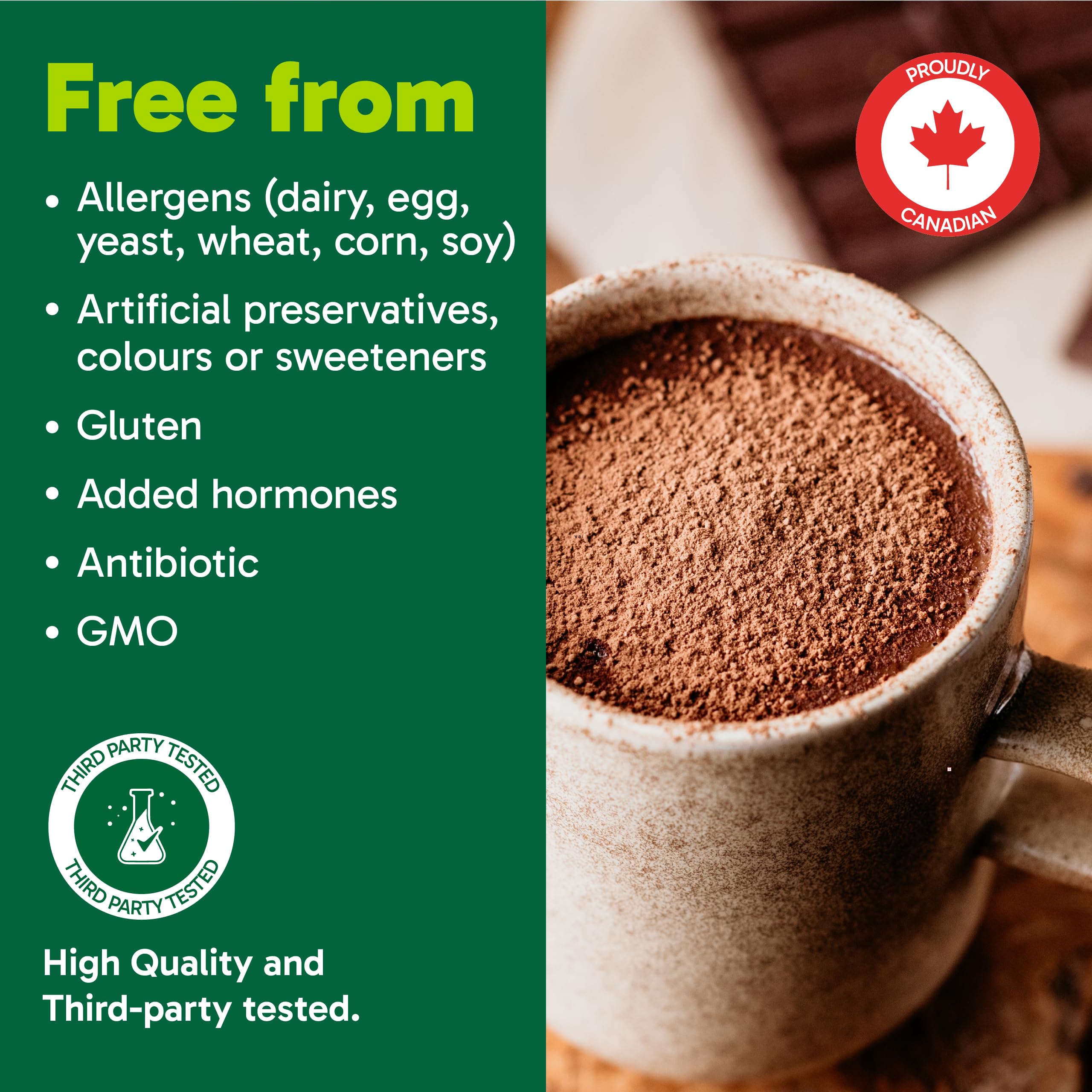 Organika Canadian-Made Beef Bone Broth Powder Chocolate Flavour- 15g Protein per Serving and Collagen Rich with Glucosamine and Hyaluronic Acid, from Grass-Fed Cattle, Keto Friendly- 300g