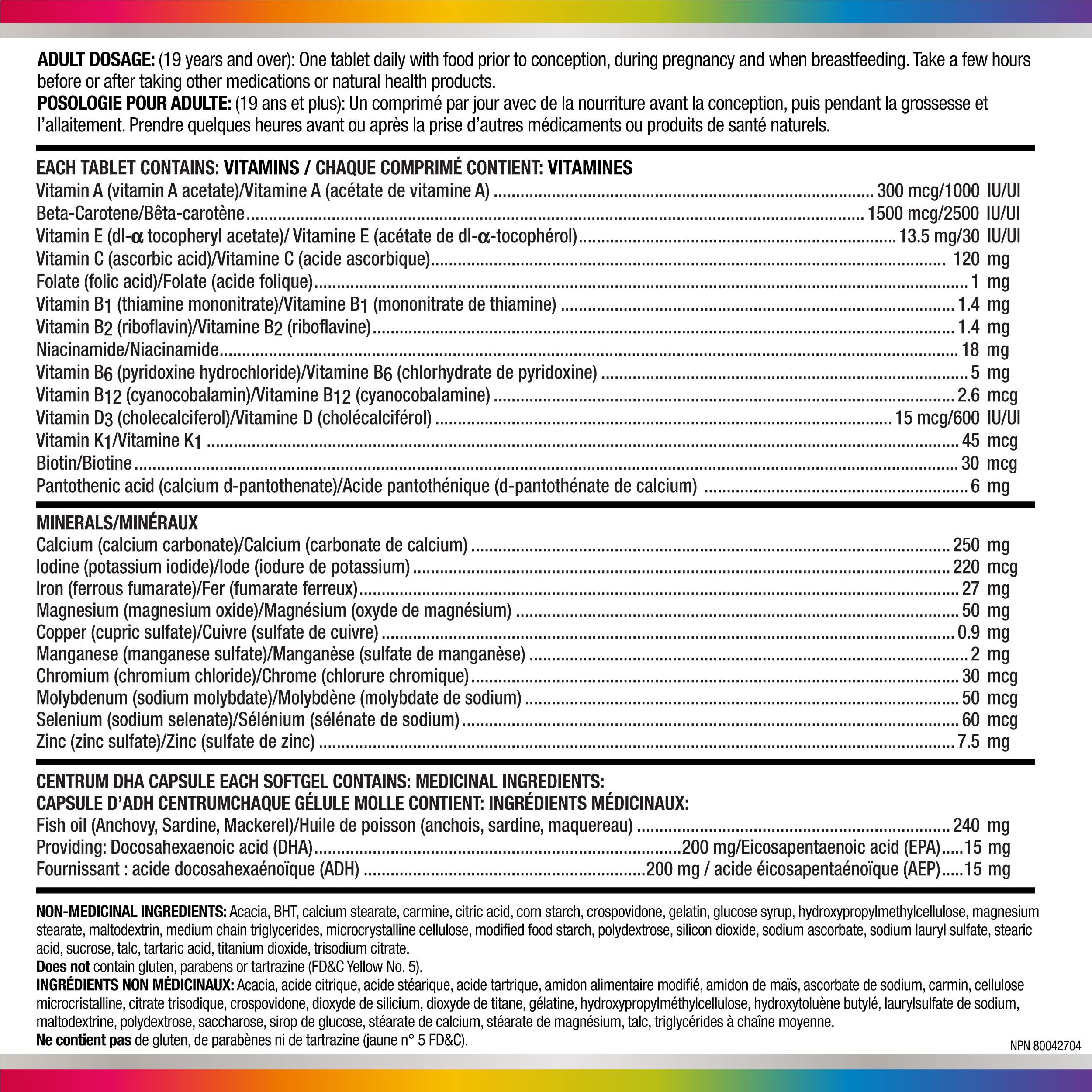 Centrum Prenatal Multivitamins/Minerals with Folic Acid and DHA Multivitamins Supplement with Omega 3, 60 Prenatal Tablets & 60 DHA Softgels (120 Total Count) (Packaging May Vary)