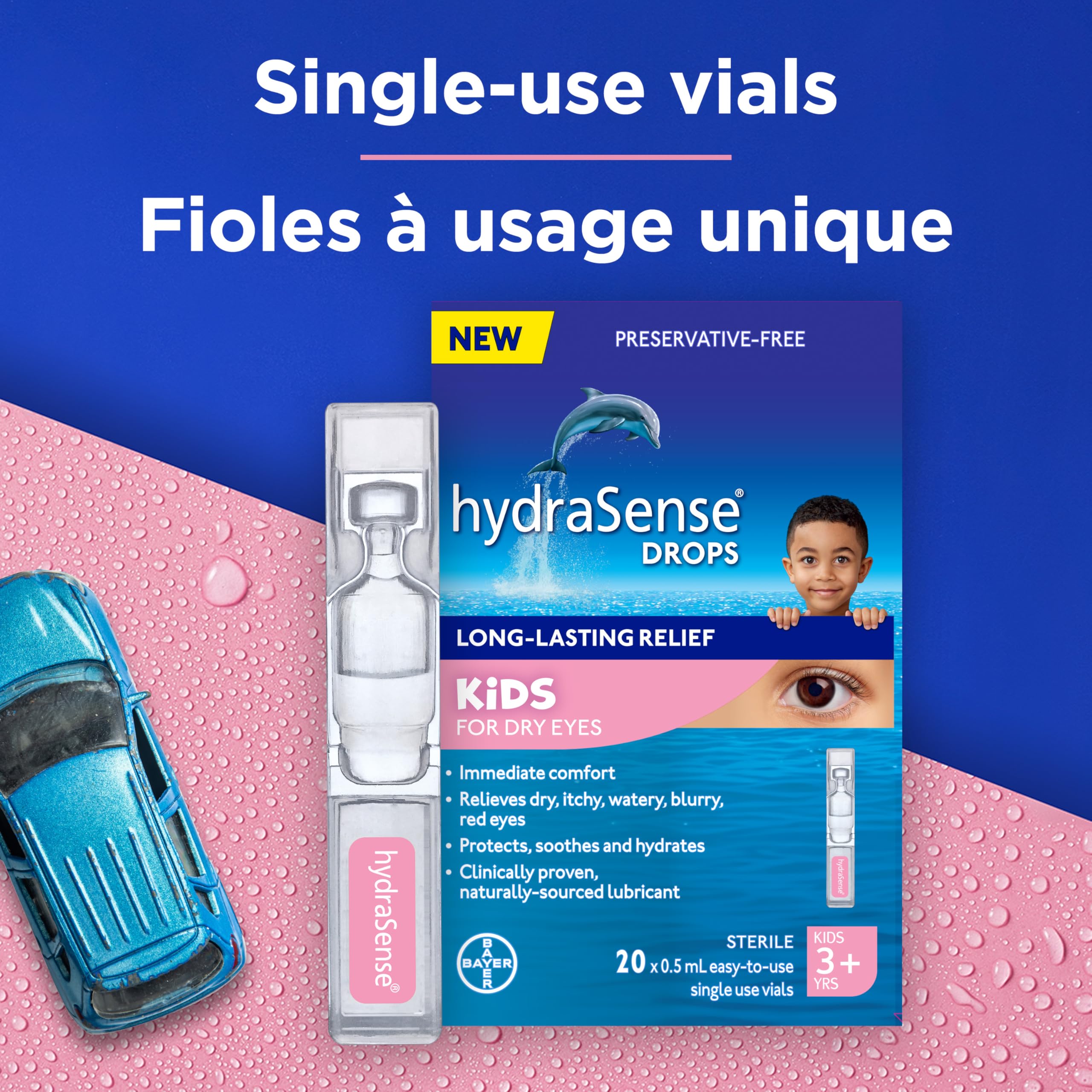 hydraSense Kids for Dry Eyes, Preservative-Free, Naturally Sourced Lubricant, 20 count Single Use Vials