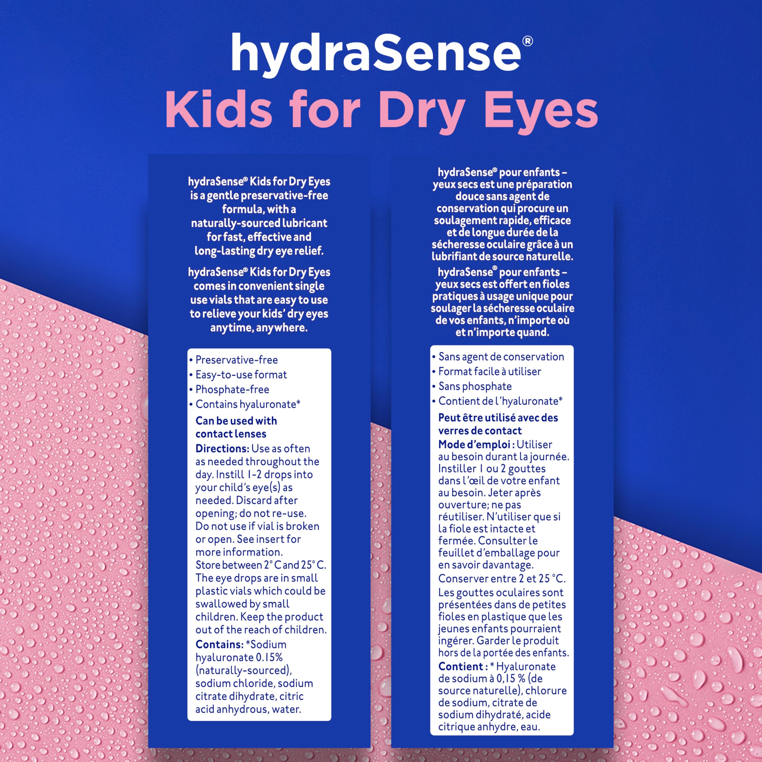 hydraSense Kids for Dry Eyes, Preservative-Free, Naturally Sourced Lubricant, 20 count Single Use Vials