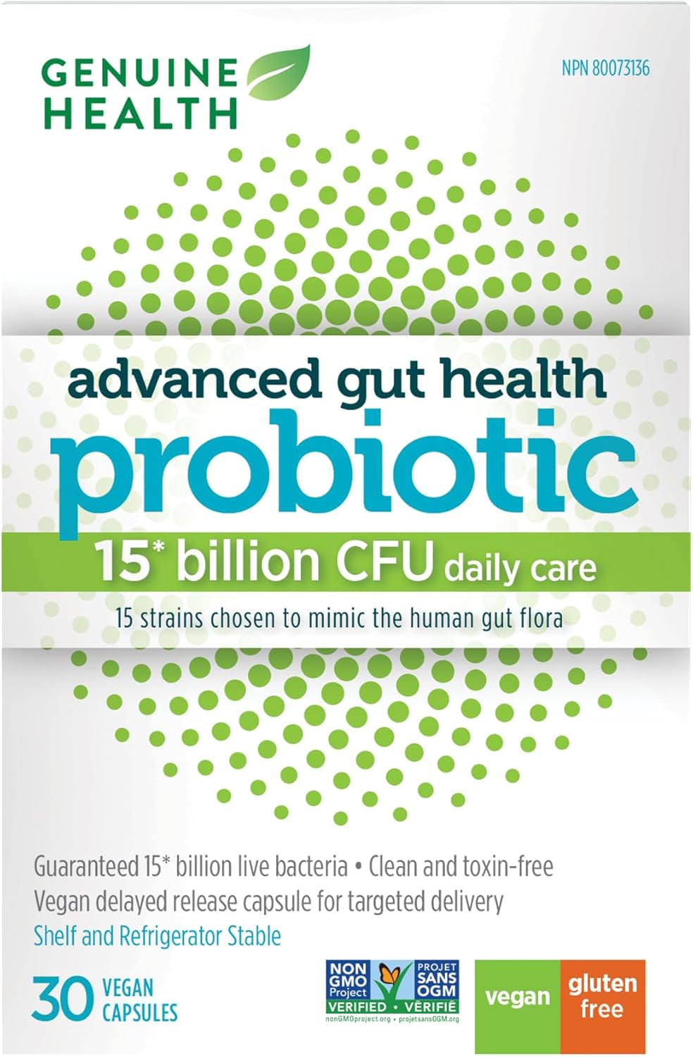 : Advanced Gut Health Probiotic for Daily Digestive Support with 15 Billion Cfus & 15 Diverse and Balanced Strains - Vegan, Non-Gmo, Dairy, Soy & Gluten-Free – 30 Capsules