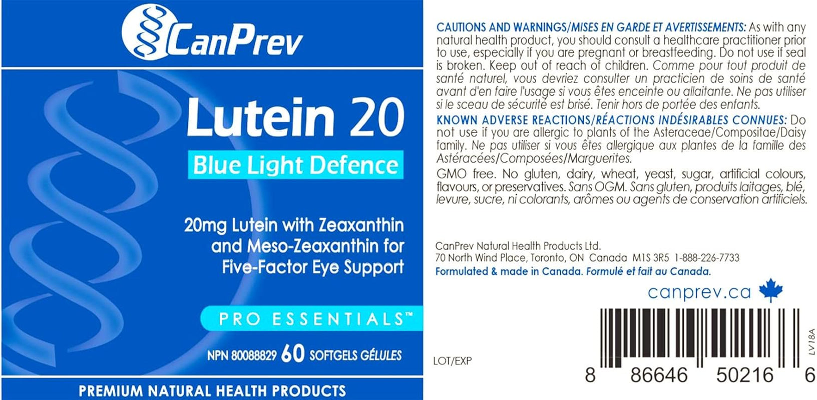 Lutein 20Mg, 60 Softgels - Blue Light Defence for Eyes - Eye Vitamins with Lutein and Zeaxanthin - Eye Care Supplement - Supports Vision - Eye Vitamins for Adults - Eye Supplements