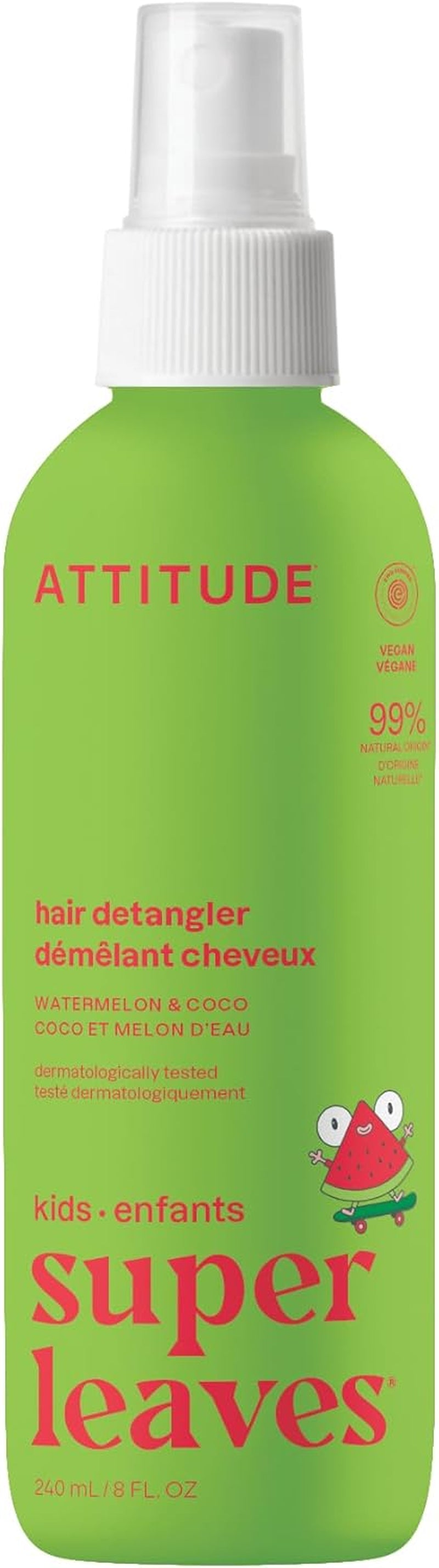 Rinse-Free Hair Detangler Spray for Kids, Made in Canada, EWG Verified, Leave in Product, Vegan, Vanilla and Pear, 240 Ml