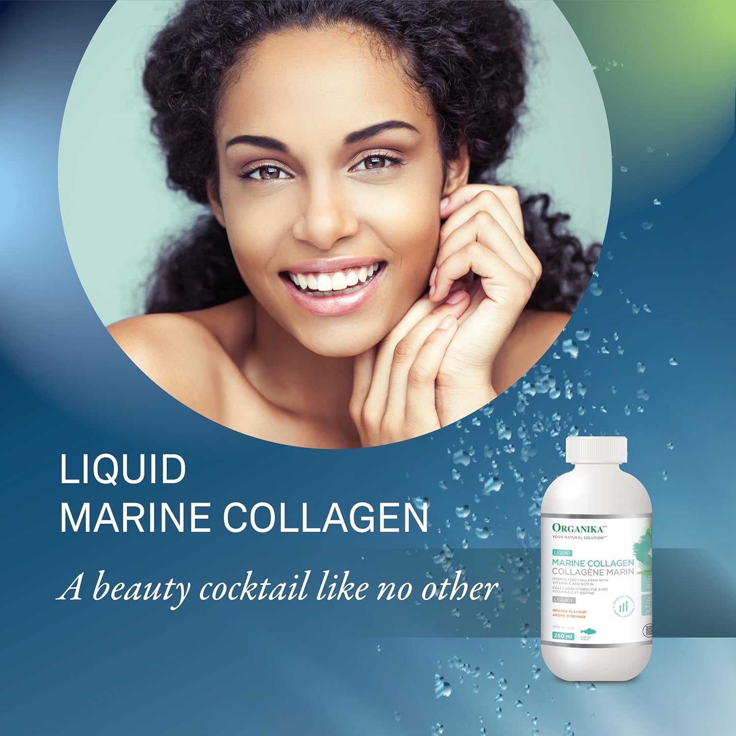 Canadian-Made Liquid Marine Collagen - with Added Vitamin C and Biotin - Orange Flavour- 250Ml