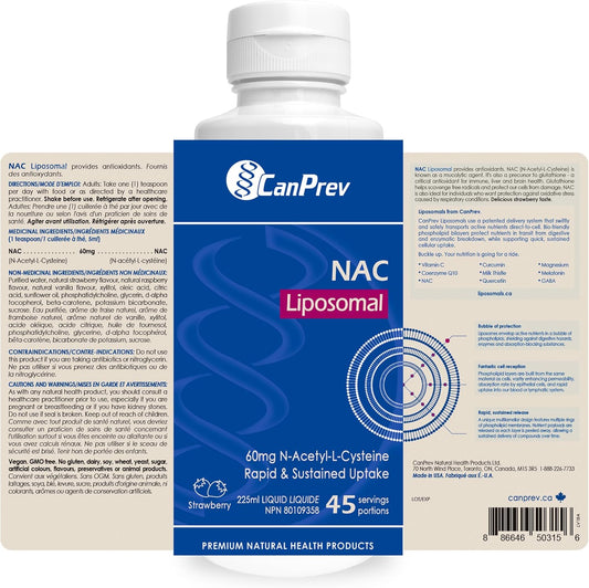 - Liposomal NAC Supplement N-Acetyl Cysteine, Strawberry Flavour 225Ml Liquid - Clear Mucus from Lung Health, Brain Health, Liver Health Formula, Antioxidant Support and Respiratory Health