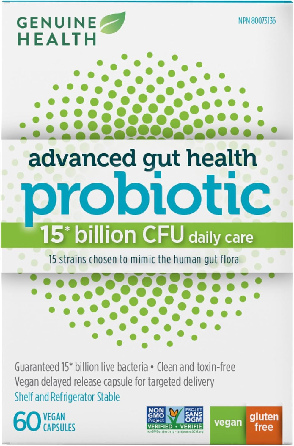 : Advanced Gut Health Probiotic for Daily Digestive Support with 15 Billion Cfus & 15 Diverse and Balanced Strains - Vegan, Non-Gmo, Dairy, Soy & Gluten-Free – 30 Capsules