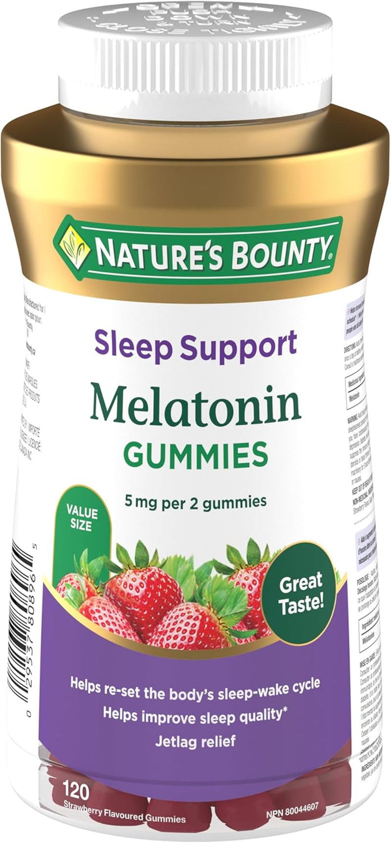 Melatonin Gummies, Helps Reset Sleep-Wake Cycle, Helps Increase Total Sleep Time, Helps to Reduce the Time It Takes to Fall Asleep , Helps Reduce Effects of Jet Lag, Strawberry Flavour, Value Size, 300 G