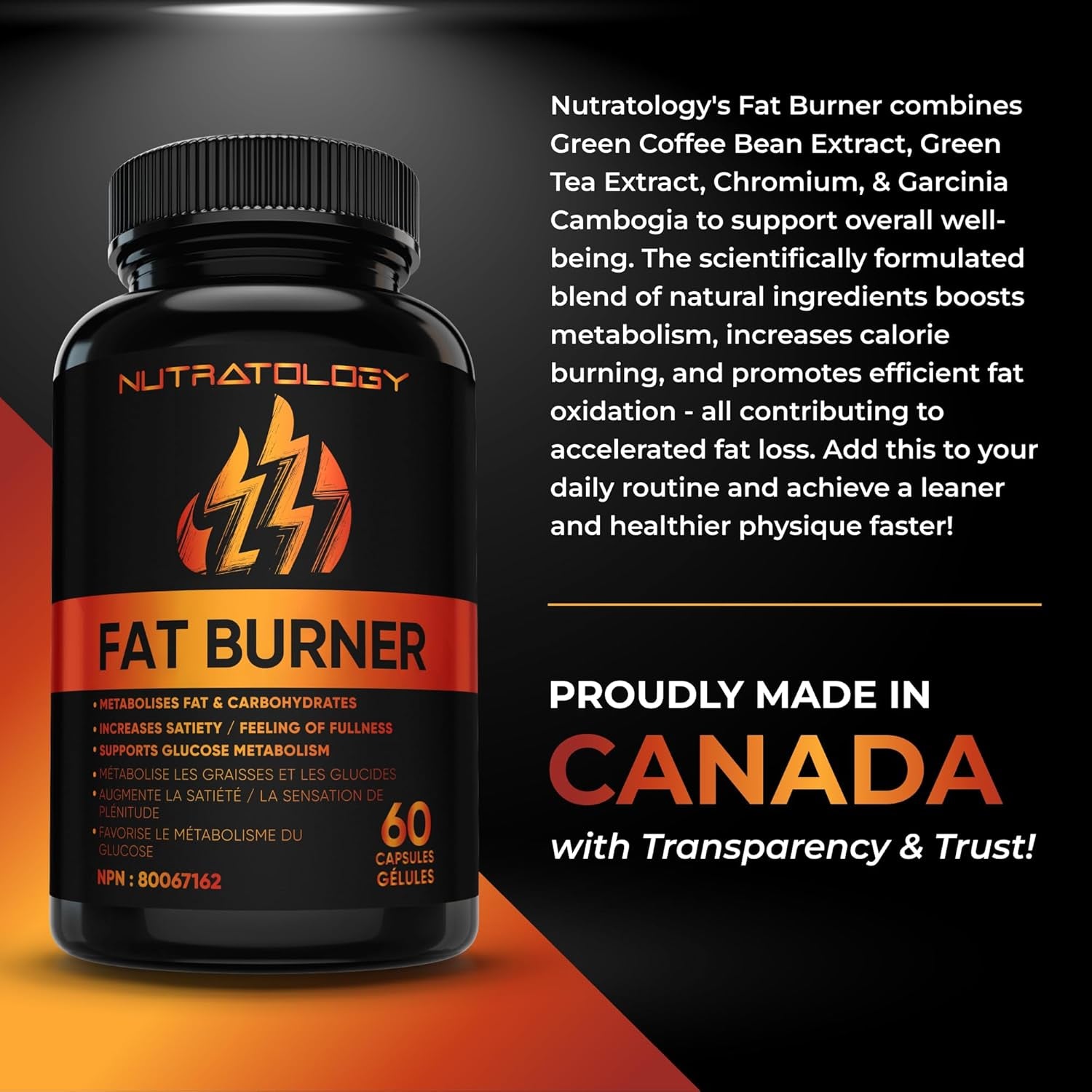 Thermogenic Fat Burner - Metabolizes Carbohydrates+Fats - Appetite Suppressant That Helps Satiety - Weight Loss Pills for Women & Men - Bloating Relief - Keto-Friendly - 60 Diet Pills/Caps