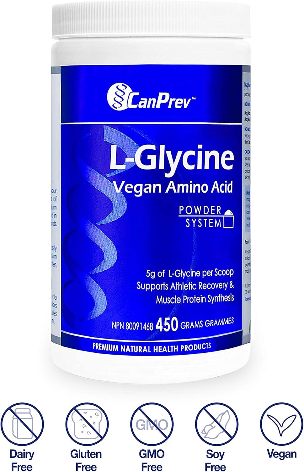 L-Glycine Vegan Amino Acid Powder 450G 90-Servings - 5G L-Glycine per Scoop, Supports Recovery & Athletic Performance, Promotes Rejuvenation, Glycine Supplement for Relaxation & Brain Support