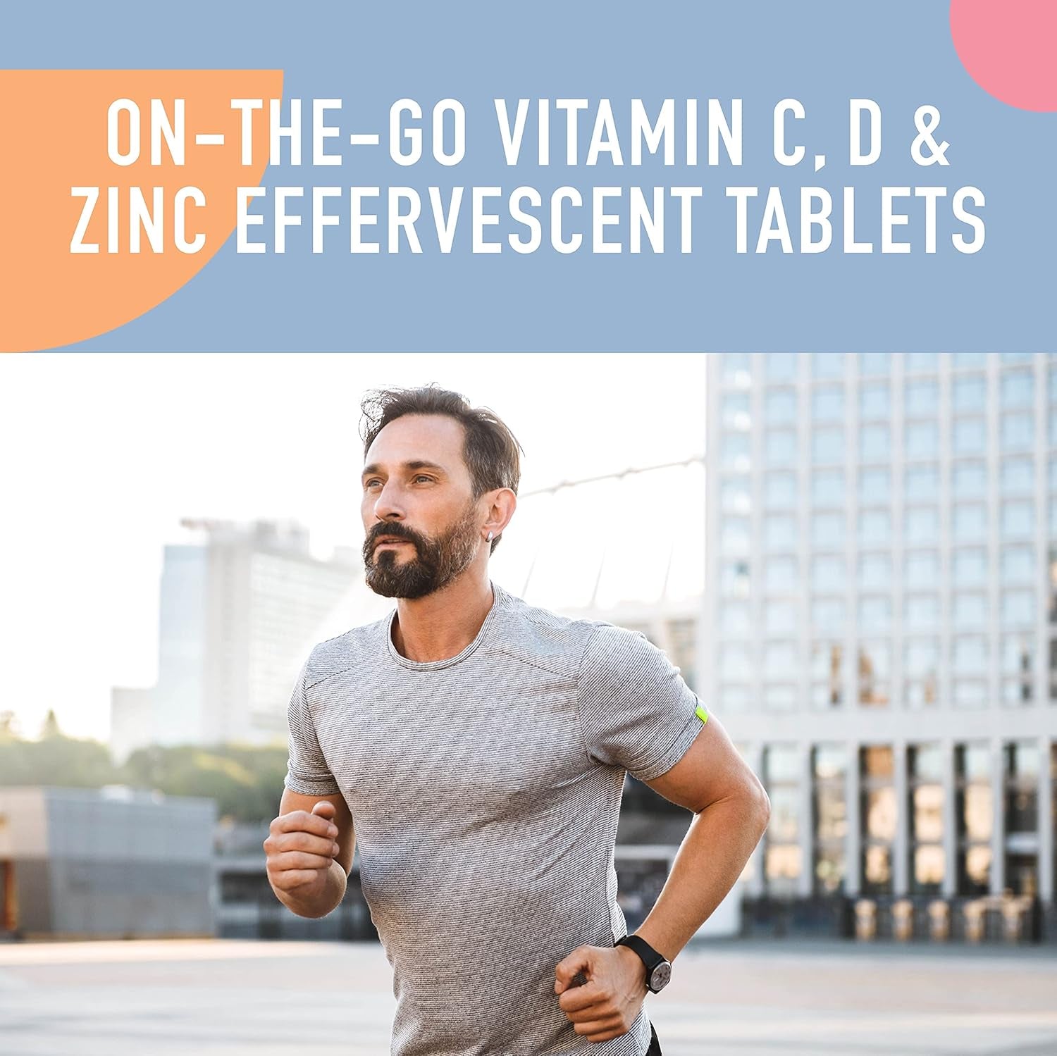 Instant C, D, Zinc Effervescent Tablets - Peach Flavour- Immune Support- Single Tube X 10 Tablets
