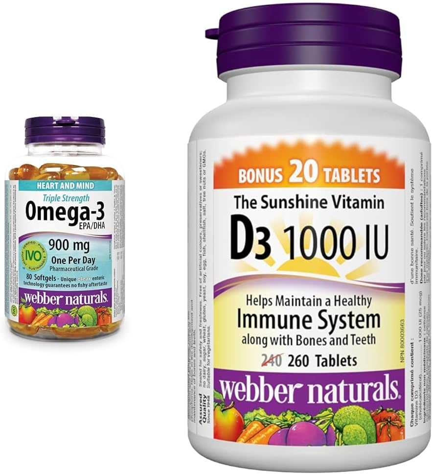 Omega-3 900 Mg Triple Strength, 120 Clear Enteric No Fishy Aftertaste Softgels, Supports Cardiovascular Health and Brain Function