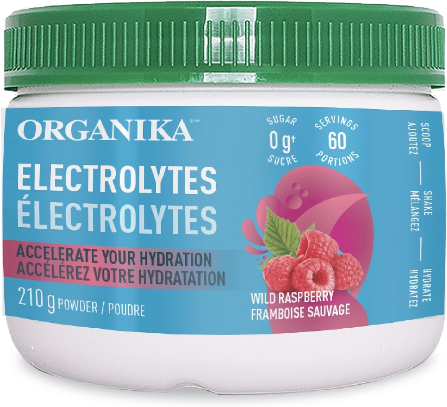 Canadian-Made Electrolytes Powder - Wild Raspberry - on the Go Sugar-Free Hydration and Electrolyte Replenishment with Prebiotics + 100% of Daily Vitamin C - 3.5G X 20 Sachets