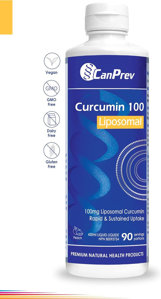 - Curcumin 100 Liposomal, 225Ml Liquid 45-Servings - Vegan, Non-Gmo & Gluten-Free - Provides Antioxidants - Rapid and Sustained Uptake - Joint Support - Delicious Peach Flavour