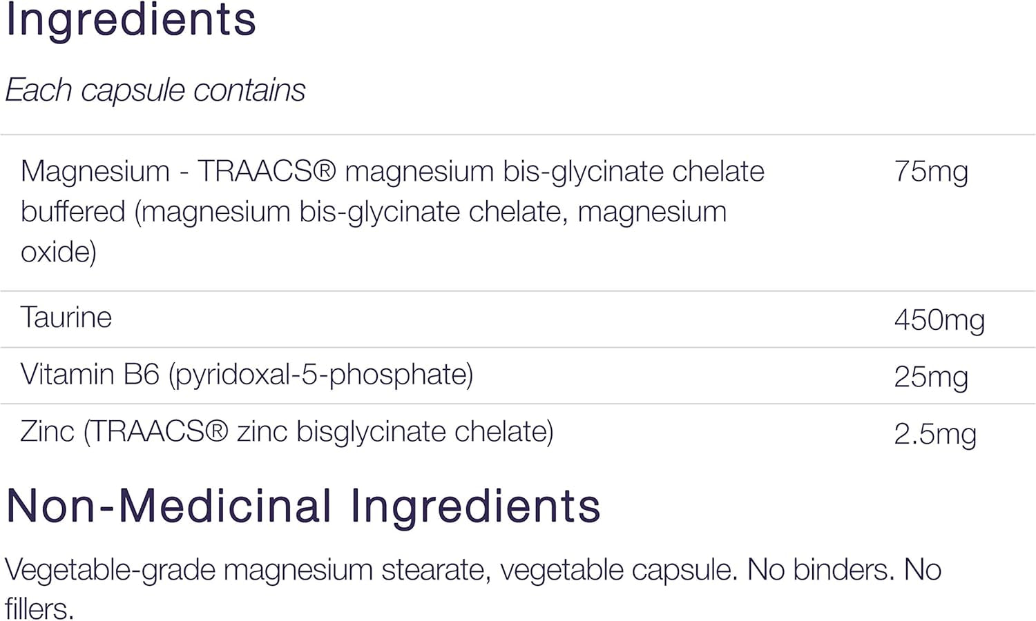 Magnesium + Taurine, B6 & Zinc, 120 V-Caps, 30-Day Supply - Pure Magnesium Bisglycinate Formula, Support Heart Function & Relaxation, Taurine Supplement for Calm & Vitality - Vegan Friendly