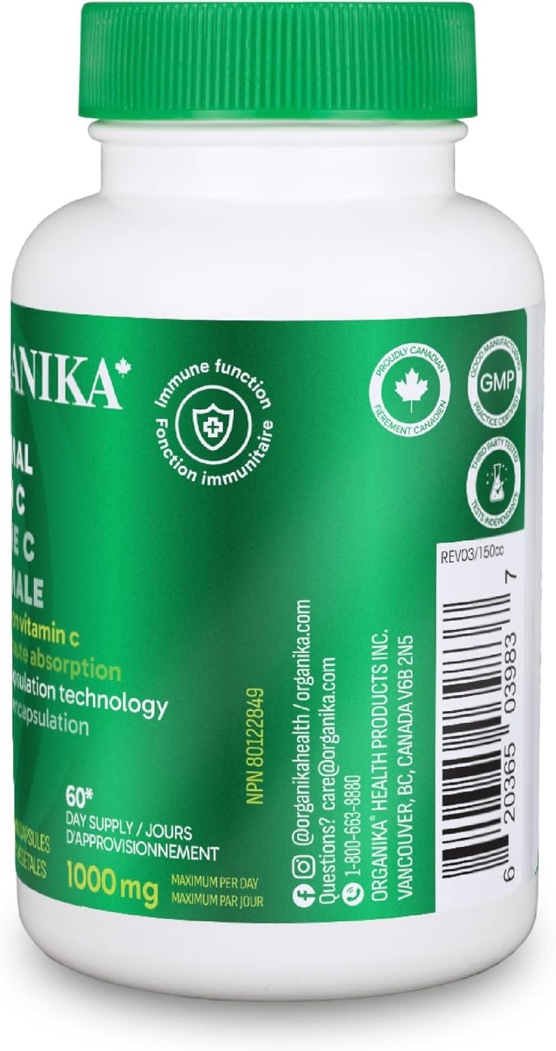Canadian-Made Liposomal Vitamin C 500Mg- High Absoprtion for Superior Bioavailability, Immunity- 60Vcaps