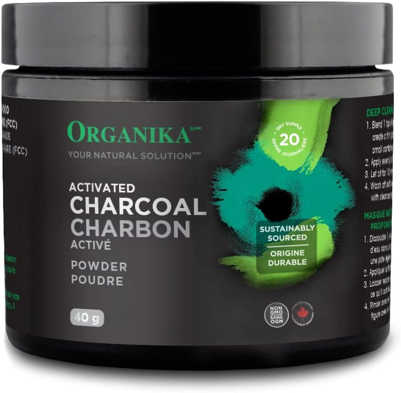Canadian-Made Activated Charcoal Powder- Food Grade, Detox Support, Teeth Whitening, Face Wash- 40G
