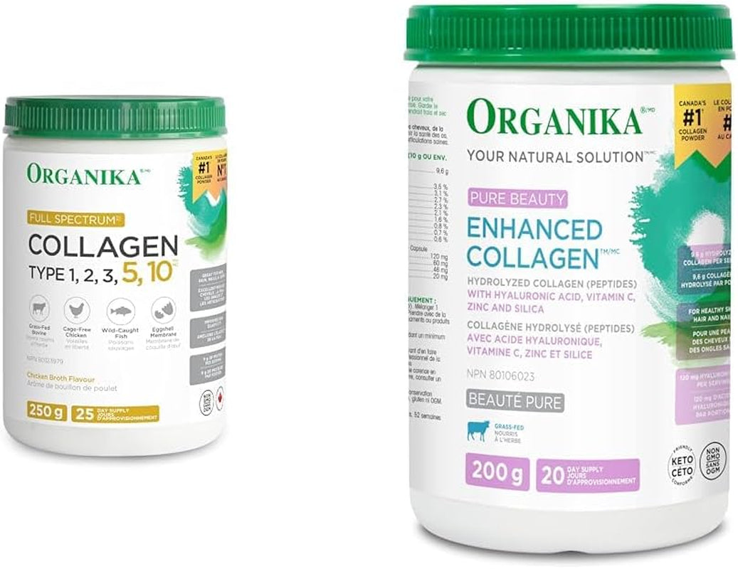 Canadian-Made Full Spectrum Collagen - Type 1,2,3,5,10 - Complete Collagen Naturally Containing Hyaluronic Acid and Elastin for Healthier Hair, Skin and Joints Mild Chicken Broth Flavour 250G