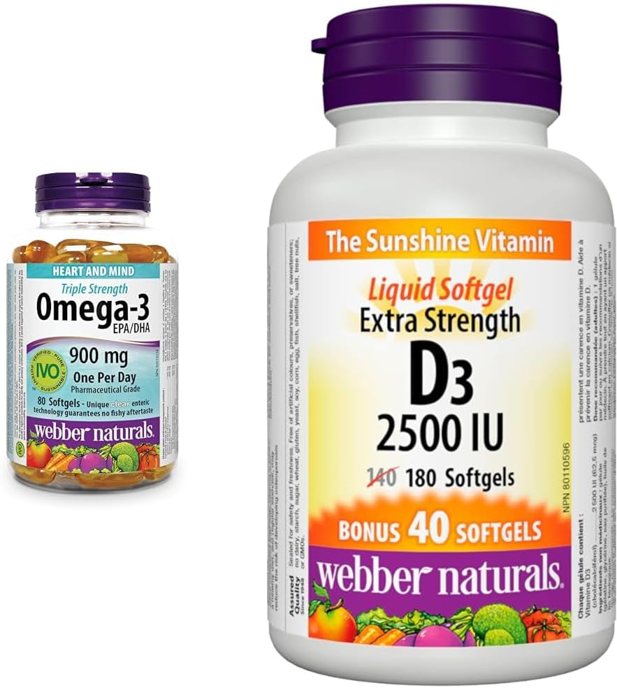 Omega-3 900 Mg Triple Strength, 120 Clear Enteric No Fishy Aftertaste Softgels, Supports Cardiovascular Health and Brain Function