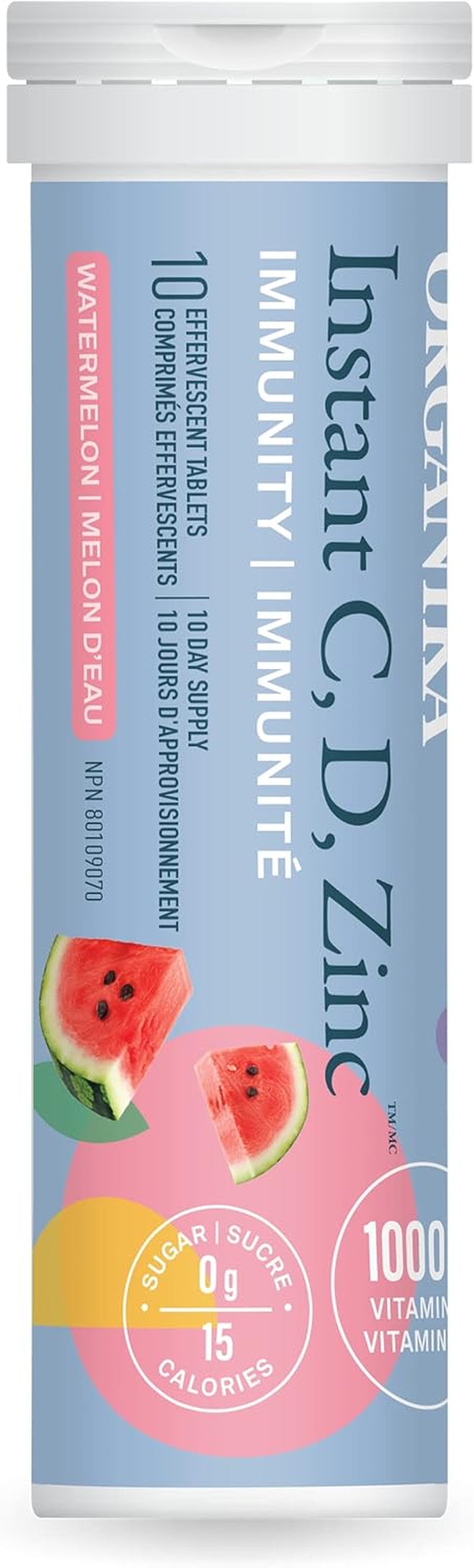 Instant C, D, Zinc Effervescent Tablets - Peach Flavour- Immune Support- Single Tube X 10 Tablets